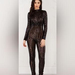 Black mesh and Sequin bodysuit